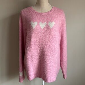 Heart Crewneck Sweater Light Pink
